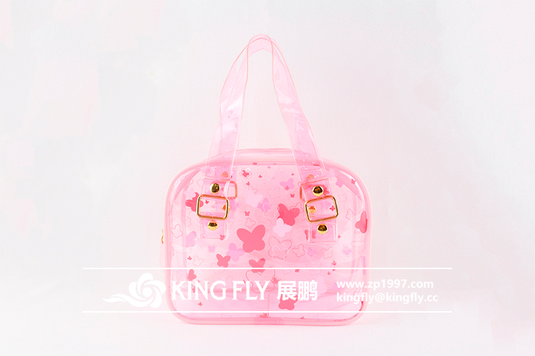 展鹏_KF32T-001_粉色透明蝴蝶手提袋1